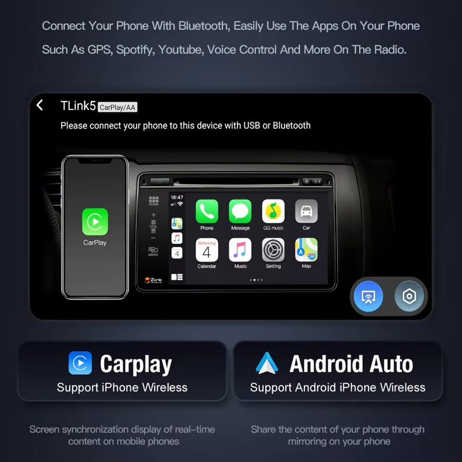 COOROAD Android 13 DSP Stereo Autoradio für Mercedes Benz CLK W209 mit CarPlay, 4G, WiFi, GPS und Navigation in Schwarz - Bild 3