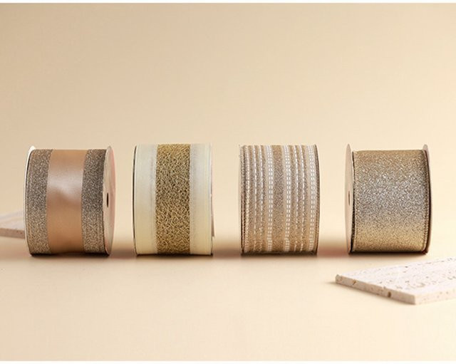 Champagner Goldes Bastelband aus Hanfmaterial mit verdrahteter Kante für Weihnachtsdekoration und Geschenkverpackungen, 10 Yards - Bild 1