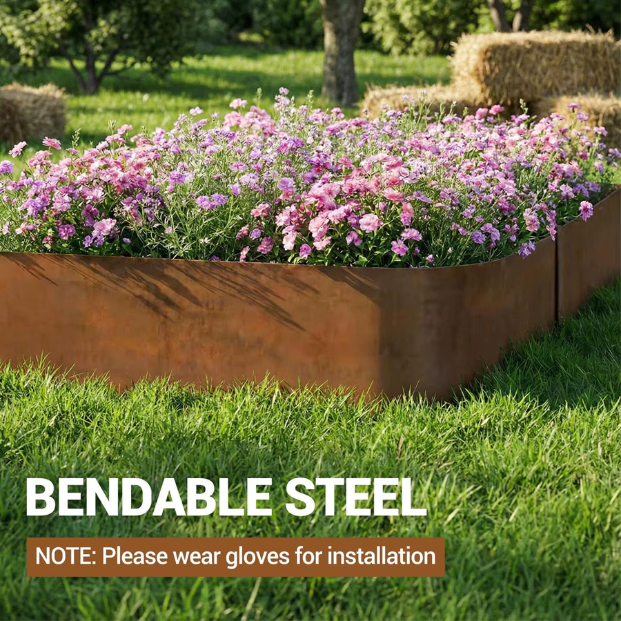 HiMISS Gartenkante aus verzinktem Stahl in Schwarz oder Braun, flexible Metall-Landschaftskante mit Spikes als biegbarer Trenner für Blumenbeete, Wege und Rasenflächen - Bild 2