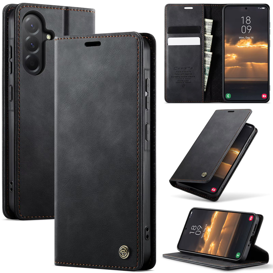 Magnetische Leder Brieftasche als Flip-Cover für Samsung Galaxy A56 A36 A26 A17 A16 A55 A35 A25 A54 A34 A33 A15 5G A14 A53 A50 A52 in Schwarz oder Beige - Bild 6