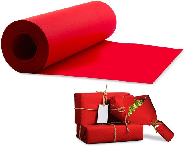 Rote Kraftpapierrolle für Geschenkverpackungen und Bastelarbeiten, Breite: 30 cm, Länge: 6 m - Bild 1