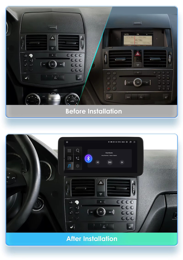 HIZPO Android Auto Radio mit 10,25 Zoll Display für Mercedes Benz C-Klasse W204 S204 (2008-2010) NTG 4,0, Multimedia Player mit Carplay, 4G, GPS und Bluetooth in Schwarz - Bild 3