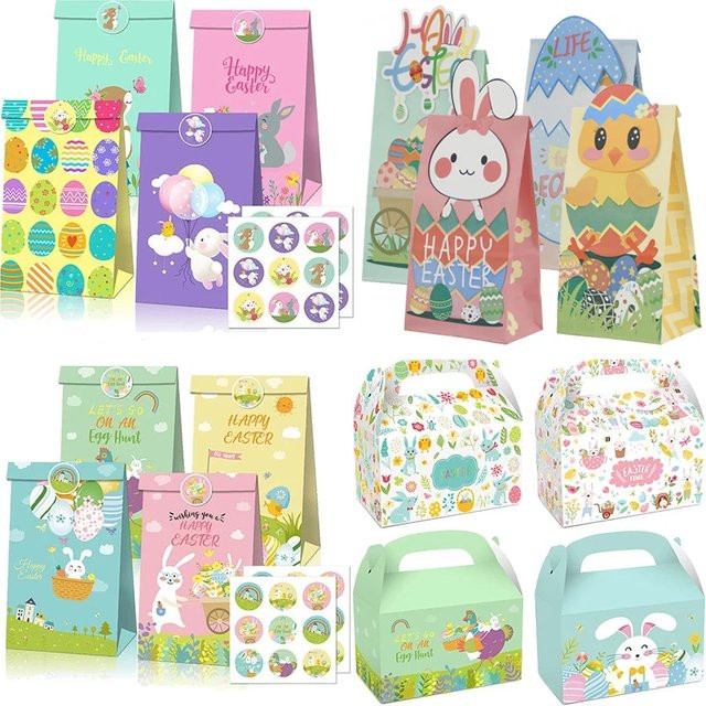 WEIGAO Ostern-Geschenktüten aus Papier für Kinder in Mehrfarbig für Süßigkeiten und Leckerli-Beutel - Bild 1