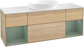 V&B Waschtischunterschrank Finion in Weiß mit Eichenregal, Breite: 160 cm - Bild 1