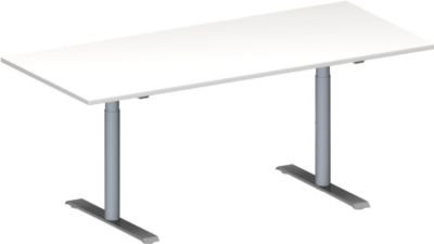 Schäfer Shop Genius Konferenztisch MODENA FLEX in Weiß und Weißaluminium, Rechteck mit T-Fuß Rundrohr, B/T/H: 180 x 80 x 65-85 cm - Bild 1
