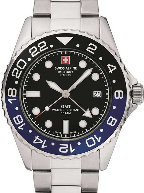 Swiss Alpine Military Armbanduhr, GMT Diver, Quarz, Edelstahl, 42 mm, Herren - Bild 1