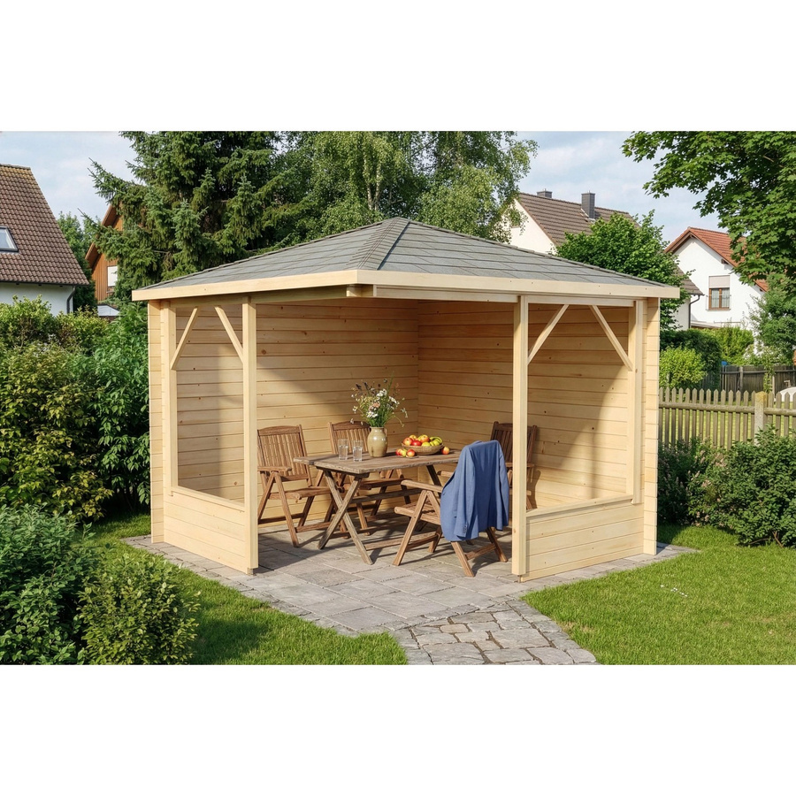 Alpholz Gartenhaus Maik-28 Blockhaus mit Spitzdach, Unbehandelt, B/T: 325 x 325 cm - Bild 2