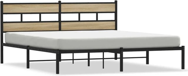 vidaXL Metallbett in Sonoma-Eiche ohne Matratze, B/T/H: 180 x 200 x 91,5 cm - Bild 1