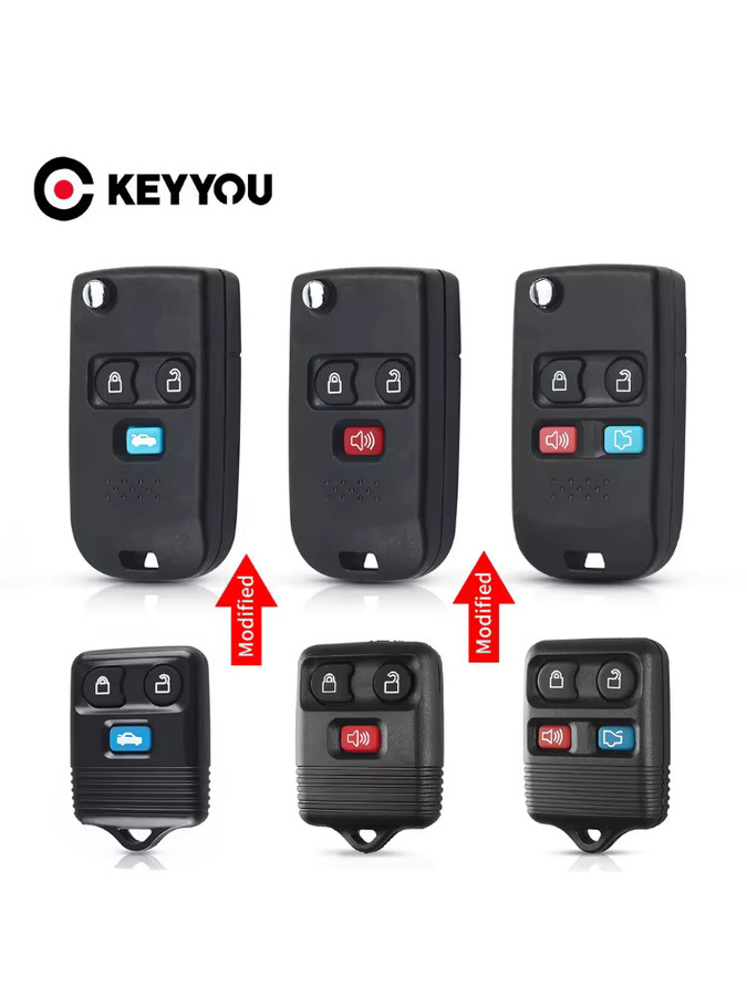 KEYYOU Ersatzgehäuse für Ford Transit MK6 Fernbedienung Auto Schlüssel Shell, Schwarz - Bild 6
