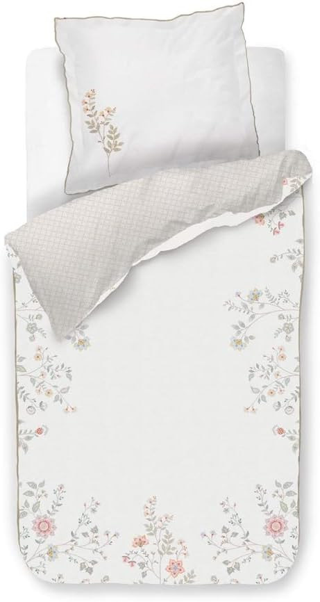 PIP Studio Perkal Bettwäsche Campo des Flores Off-White mit floralem Blüten-Ranken-Muster, wendbar, B/H: 135 x 200 cm mit Kissenbezug 80 x 80 cm - Bild 1