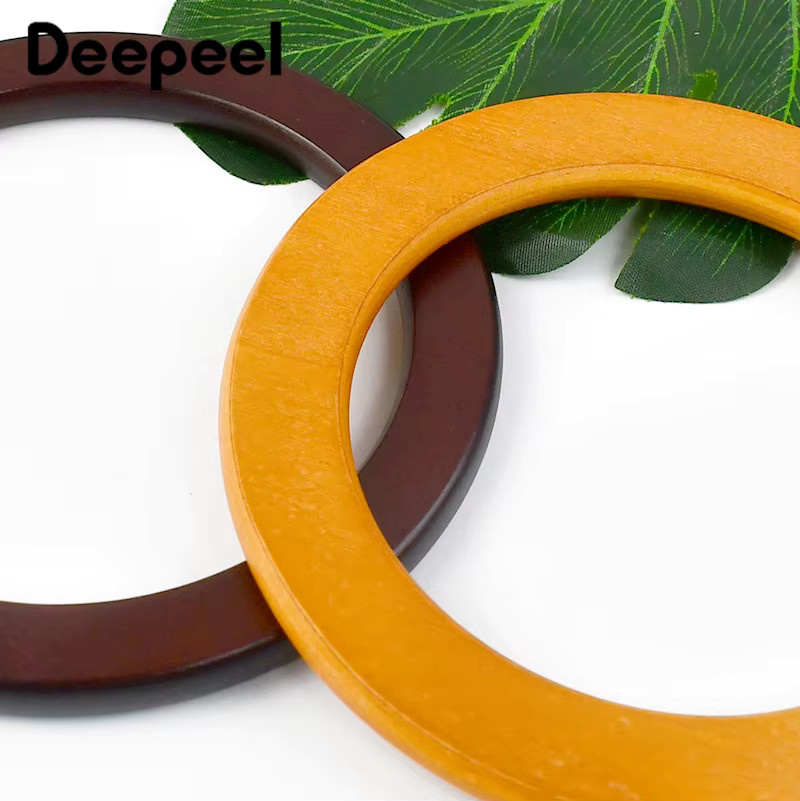 Deepeel Set aus 2 Stück natürlichen Holz-Taschengriffen mit O-Ring Rahmen als DIY Ersatzzubehör für Handtaschen und Geldbörsen - Bild 3