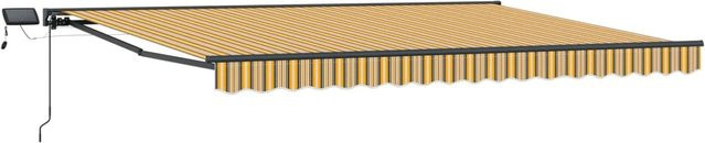 vidaXL Manueller Markisenrahmen mit LEDs in Grau Anthrazit und Gelb, B x H: 500 x 300 cm - Bild 1