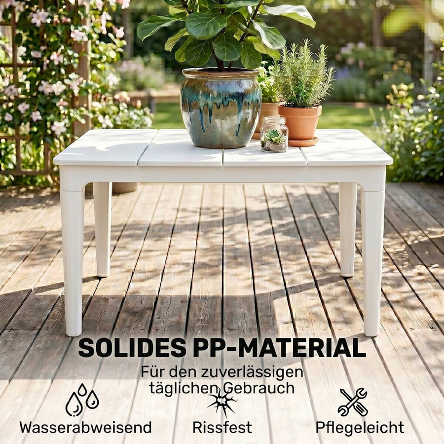 Outsunny Balkontisch aus Kunststoff in Weiß/Beige für Garten und Terrasse B/H/L: 53 x 39 x 70 cm - Bild 3