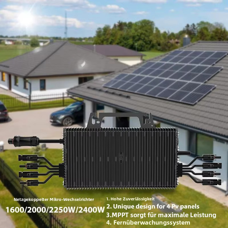 Sukflow Solar-Mikrowechselrichter 2250W Plug-and-Play mit 4 MPPT und WiFi-Überwachung, IP67 Wasserdicht, Schwarz - Bild 3