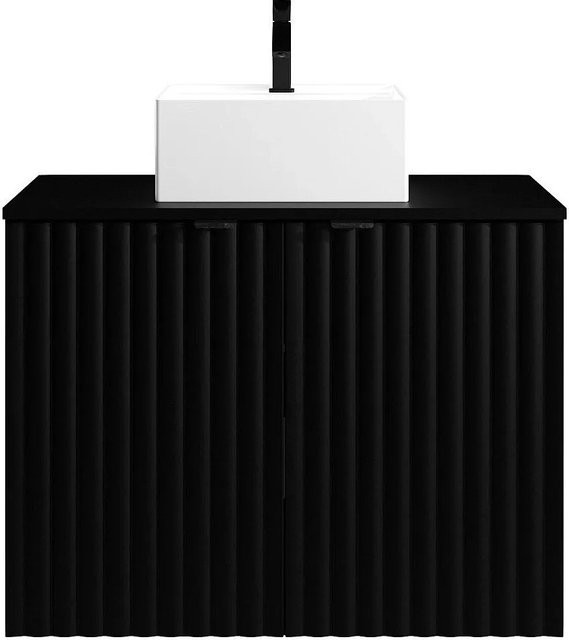Vente-unique Einzelwaschtisch Zilga Schwarz mit Streifenoptik, Breite: 80 cm - Bild 1