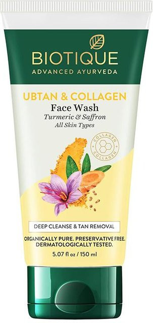 Biotique Ubtan Kollagen Gesichtswaschgel, 150 ml, Empfindliche Haut - Bild 1