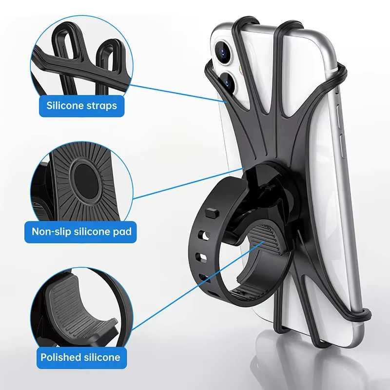 Maerknon 360 Grad drehbarer Handyhalter für Fahrrad und Motorrad aus Silikon in Schwarz oder Grau - Bild 4