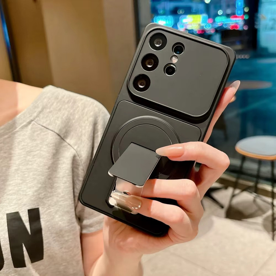 Magnetische Klappbare Halterungshülle für Samsung Galaxy S26 S25 S24 S23 S22 S21 Ultra Plus FE mit Magsafe-Ständer in Schwarz - Bild 3