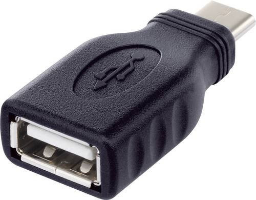 Renkforce USB 2.0 Adapter rf-usba-10 mit USB-C Stecker auf USB 2.0 Buchse A in Schwarz mit OTG-Funktion und vergoldeten Steckkontakten - Bild 1