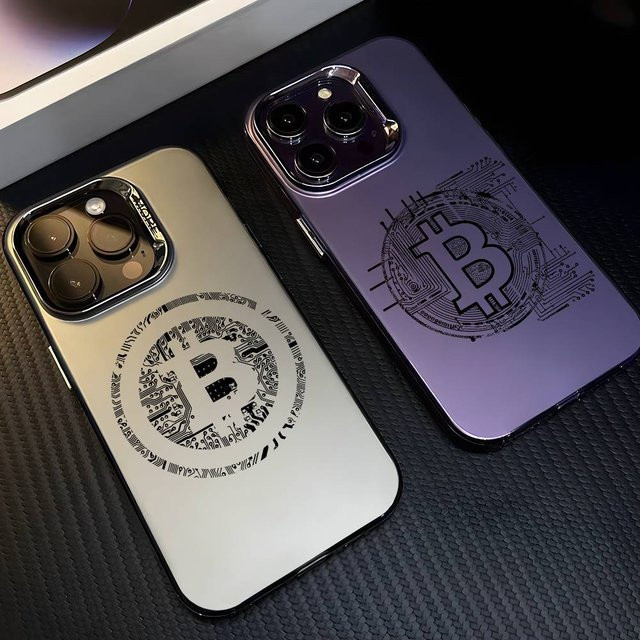 BTC Bitcoin Handyhülle Aurora Laser stoßfest für iPhone 16 15 14 13 12 11 Pro Max Plus mehrfarbig - Bild 1