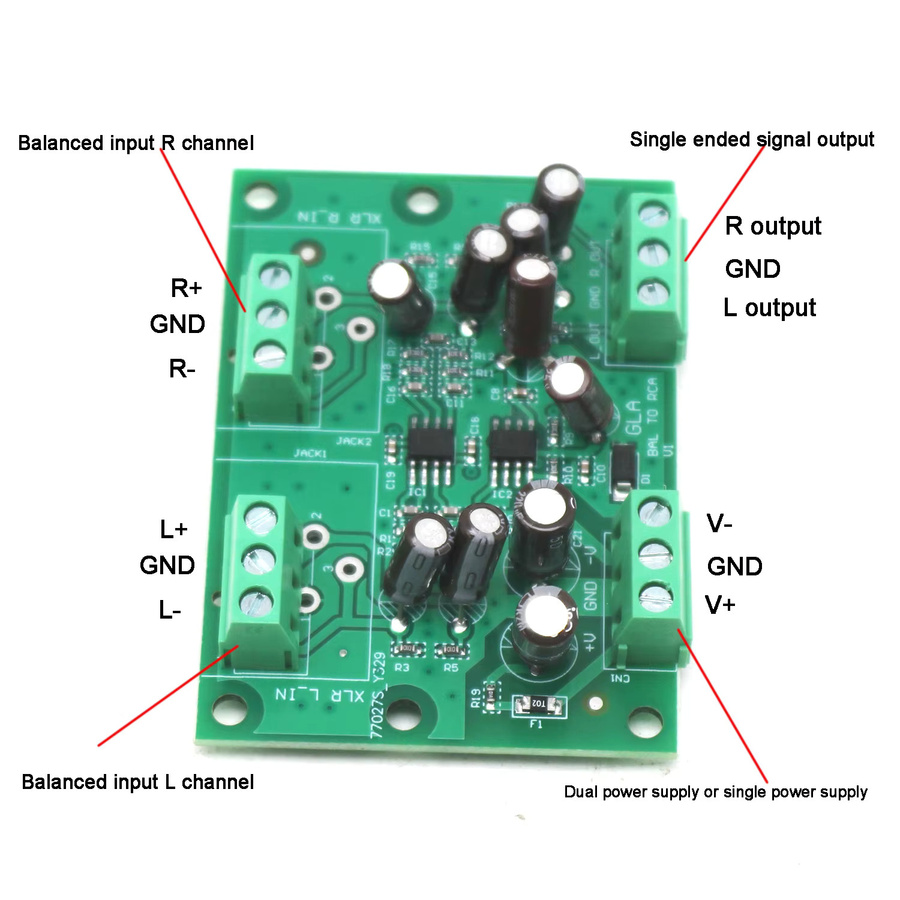 DYKBmetered XLR zu RCA Audio-Adapter mit NE5532 OP-Verstärker, Stereo-Symmetrisch zu Ungesymmetrisch, Grün - Bild 2