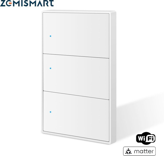Zemismart Matter Over WiFi Physischer Drucktastenschalter in Weiß, Intelligenter Wandlichtschalter für Google Home, Apple HomeKit und SmartThings, Modernes Design - Bild 1