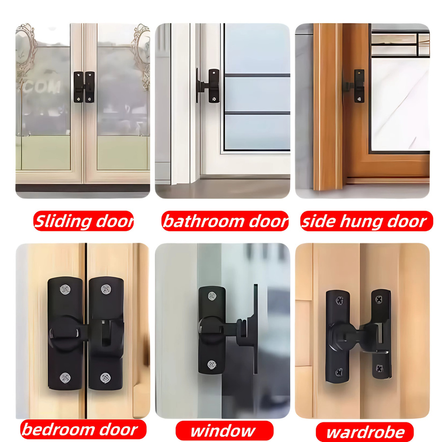 Hochleistungs-Diebstahlschutz-Türschloss mit verstellbarem Schiebeverschluss für 90° oder 180° Drehung in Schwarz - Bild 2