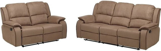 Couchgarnitur Hernani von Vente-unique in Taupe und Beige aus Microfaser, bestehend aus 3er- und 2er-Sofa, Breite: 210 cm, Breite: 158 cm - Bild 1
