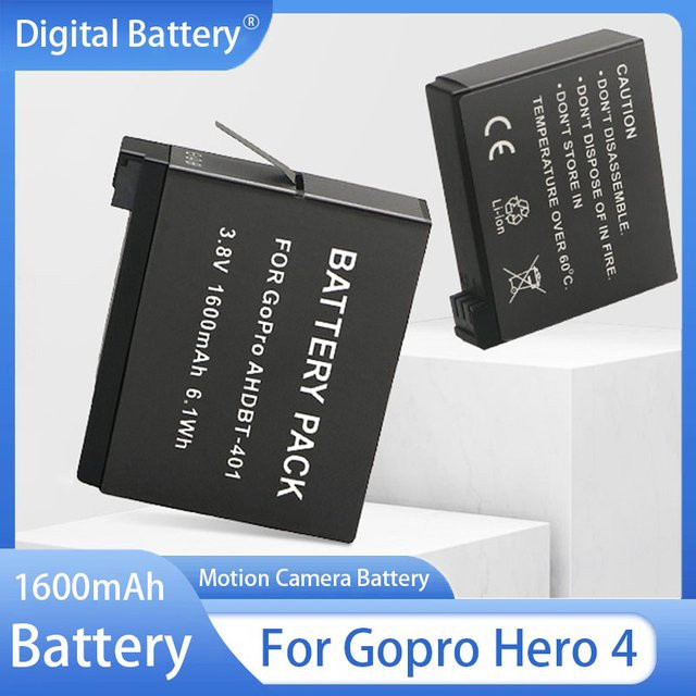 Wiederaufladbarer Lithium-Ionen-Akku mit 1600 mAh für GoPro Hero 4 Kamera in Schwarz - Bild 1