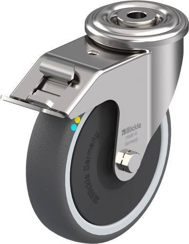 Blickle LEXR-PATH 125KFD-FI-ELS Lenkrolle mit Feststeller in Grau und Edelstahl - Bild 1