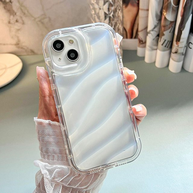 Stoßfeste Silikon Handyhülle mit Wellenstruktur von AKABEILA in Transparent für iPhone Modelle - Bild 1