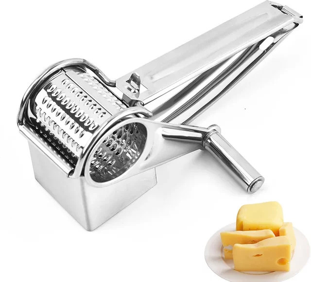 Multifunktionale Rotary Käseraspel aus Edelstahl in Silber als Handheld Slicer und Gemüse Cutter - Bild 1