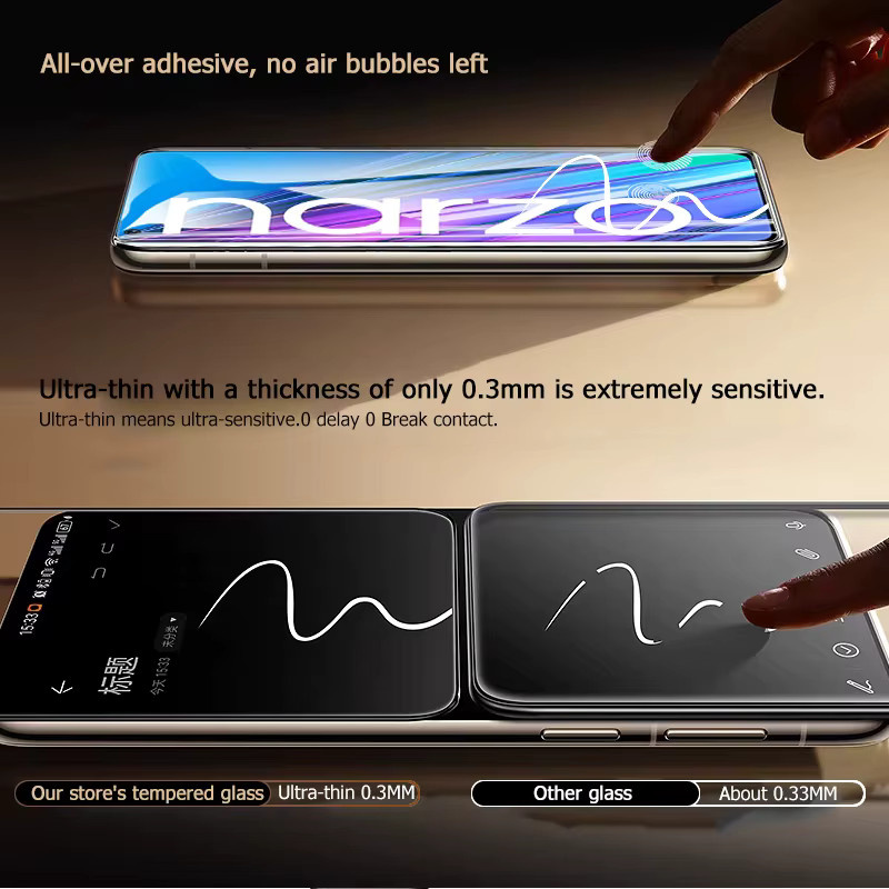 3er-Set gehärtetes Glas für Realme Narzo 30 5G, transparent, Full Coverage Display Schutz mit Fingerabdruck-Entsperrung und Anti-Explosion-Funktion - Bild 6