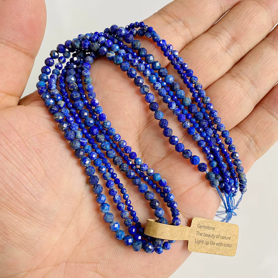 Rainagem Distanzperlen Lapislazuli, facettiert, rund, 2-4 mm, Unisex - Bild 2