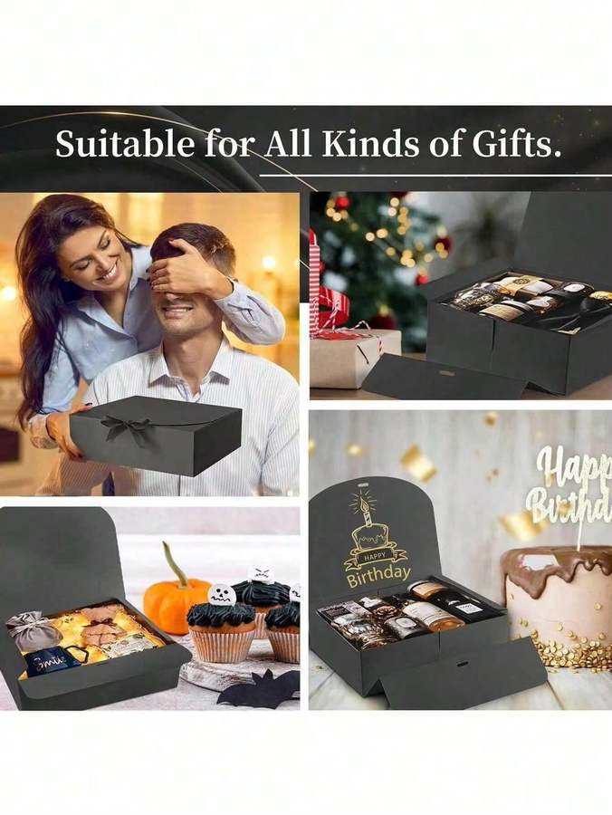 4er Set schwarze Geschenkboxen mit Deckel und Band für Brautjungfern und Trauzeugen - Bild 4