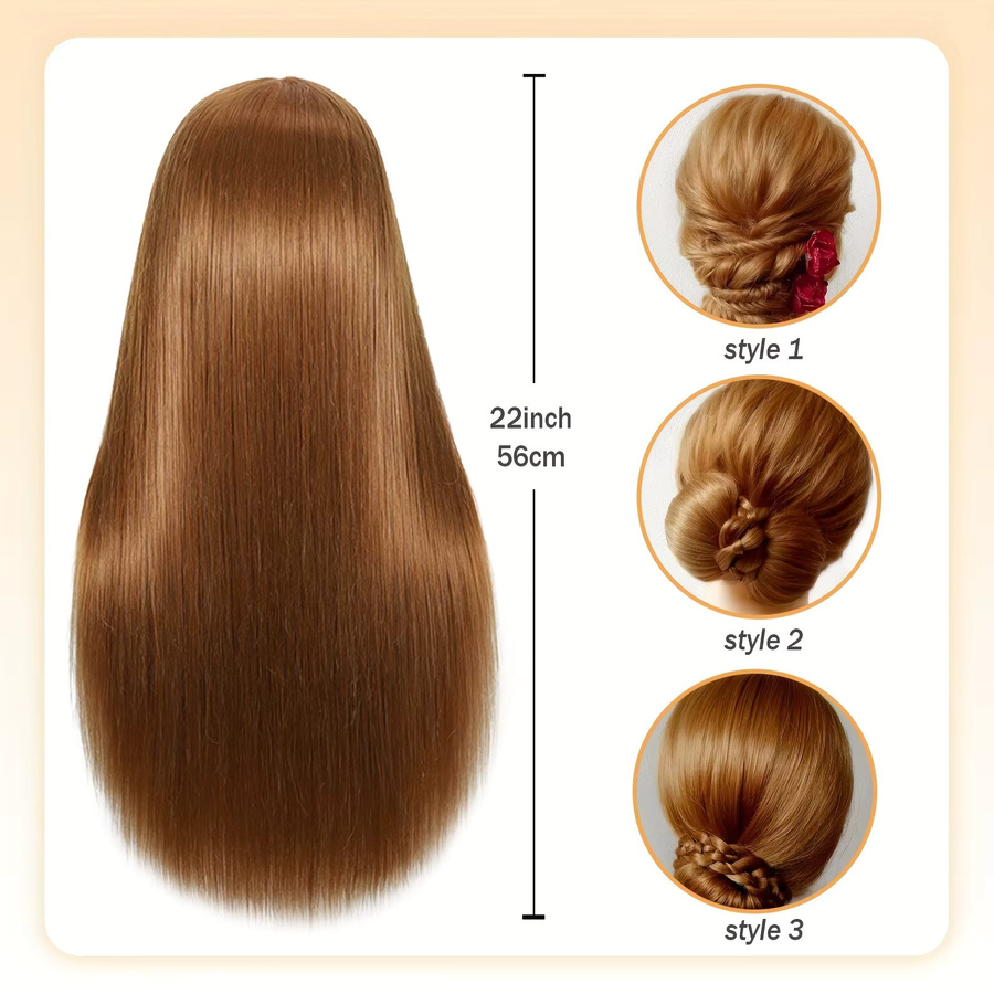 Schaufensterpuppenkopf aus 80 % Echthaar mit Ständer und Haarwerkzeugen, Unisex - Bild 2