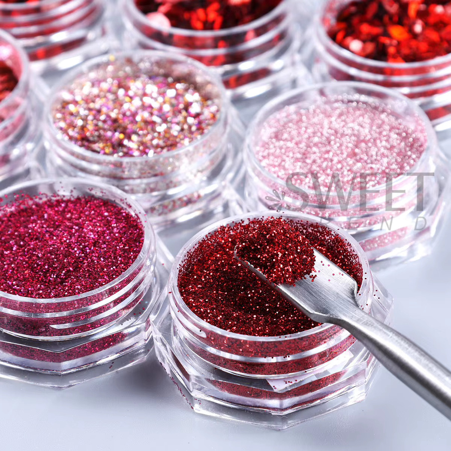 SWEET TREND Nagelglitzer, gemischt, rot, rosa, sechseckige Pailletten - Bild 4