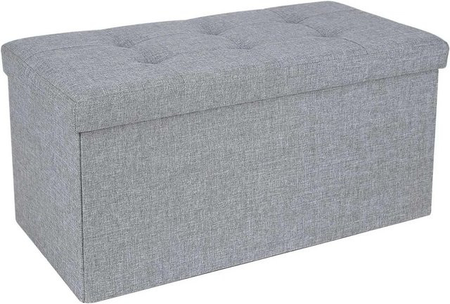 Songmics Bank mit Stauraum und gestepptem Design in Grau, B/T/H: 76 x 38 x 38 cm - Bild 1