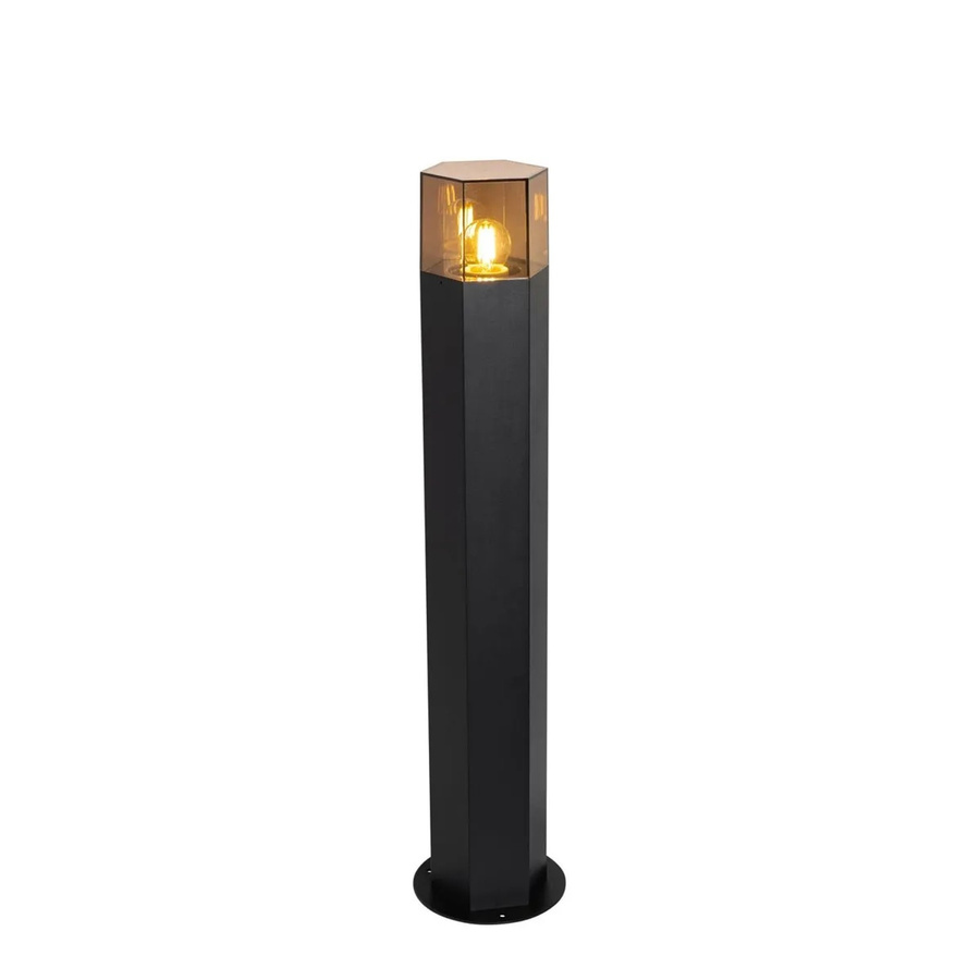 QAZQA Außen Stehleuchte Denmark in Schwarz, sechseckig aus Aluminium mit Rauchschirm, IP44, Höhe: 70 cm - Bild 2