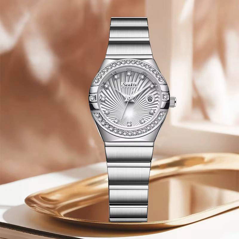 LIGE Armbanduhr Quarz, Edelstahl, Diamant, Silber, Damen - Bild 2