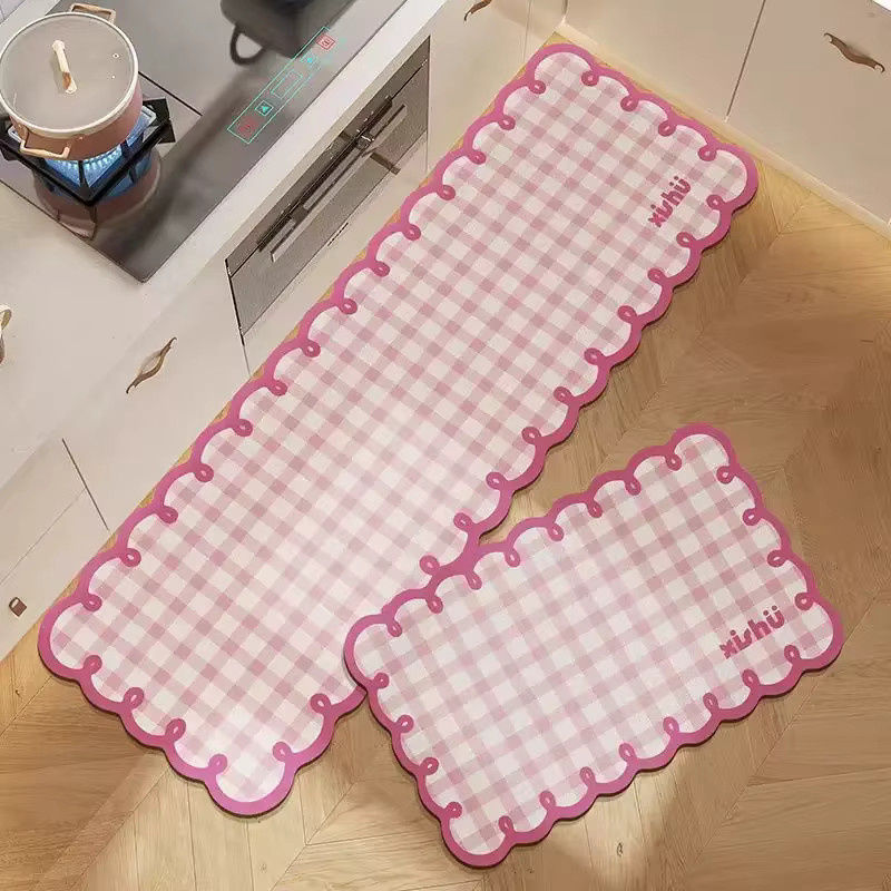 VIKAMA 2er-Set Diatomeenerde-Teppiche, rutschfest und schnell trocknend, B/T: 120 x 40 cm und 40 x 40 cm - Bild 1