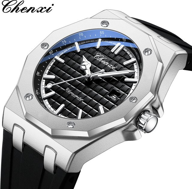 CHENXI Armbanduhr Quarz, Silikonarmband, Schwarz, Herren - Bild 1