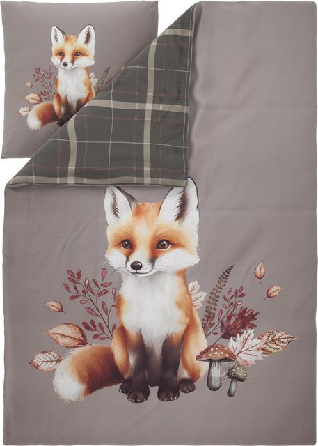 LIVARNO Bettwäsche aus Mikrofaser Satin mit floralem Tiermotiv, Multicolor, B/H: 155 x 220 cm und Kissenbezug 80 x 80 cm - Bild 1