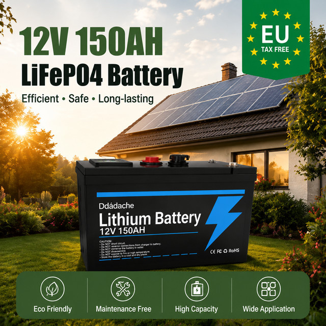 12V 150Ah LiFePO4 Lithium-Eisenphosphat-Batterie in Schwarz für USV, Solar, Wohnmobil und Marine - Bild 1