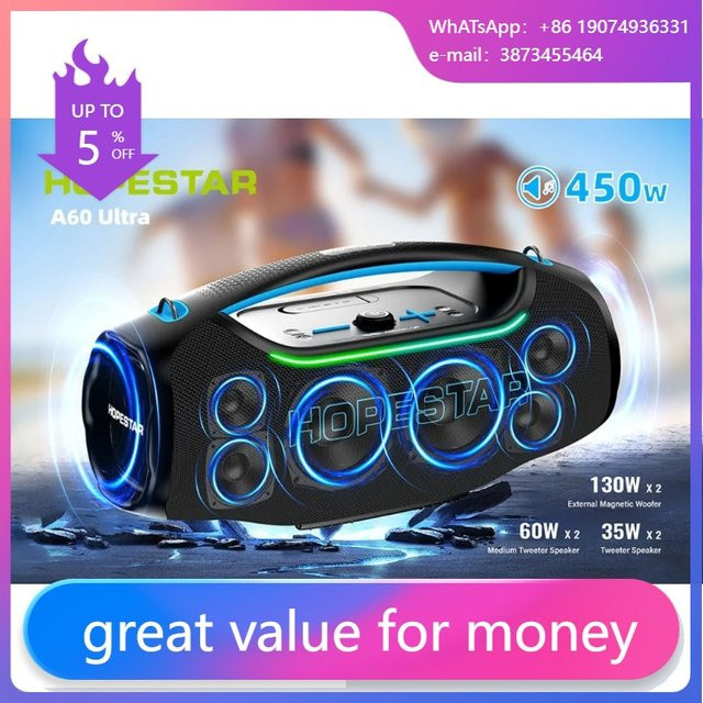 HOPESTAR A60 ULTRA 450W Outdoor Bluetooth 5.4 Lautsprecher mit Wireless-Mikrofon, 30000mAh Akku und IPX6 Wasserdichtigkeit in Schwarz oder Grün - Bild 1