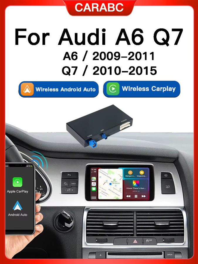 CARABC Kabelloses CarPlay und Android Auto Modul mit MirrorLink, AirPlay und Rückfahrkamera für Audi A6 und Q7 in Schwarz - Bild 6