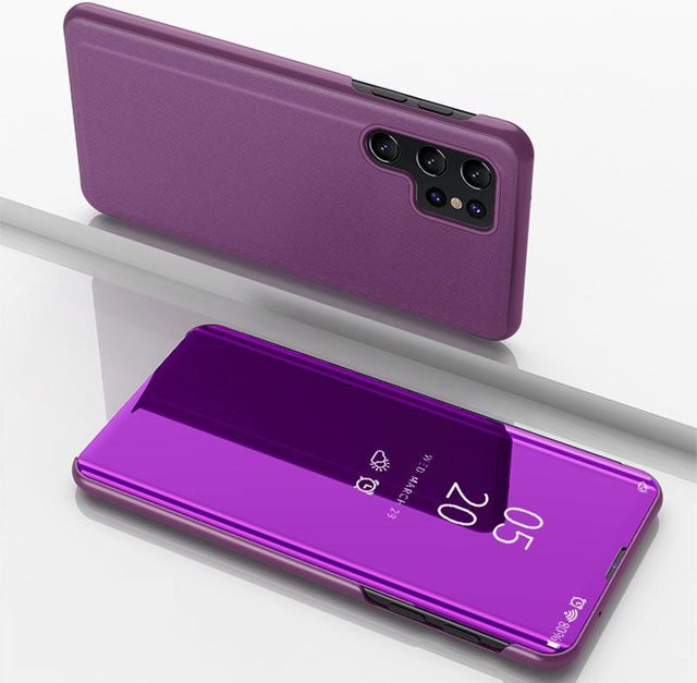 Intelligente Spiegel Flip Handyhülle für Samsung Galaxy S26 S25 S24 S23 S22 Ultra FE Plus in Purple, stoßfeste Schutzhülle mit Rückseite - Bild 1
