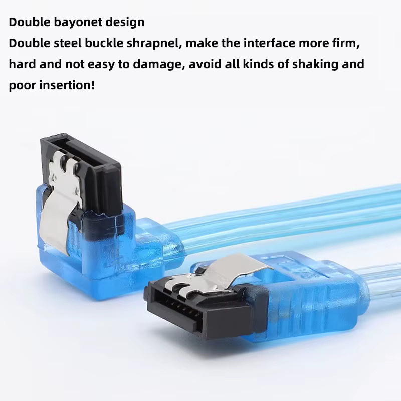 SATA 3.0 III 6 GB/s Hochgeschwindigkeits-Festplatten-Datenkabel mit geradem und gebogenem Kopf in Blau - Bild 2