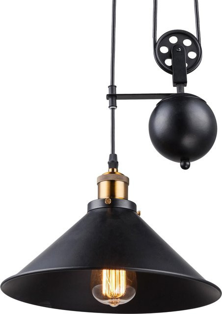 Globo Lighting Pendelleuchte Lenius in Schwarz und Gold/Messing aus Metall mit E27 Fassung und höhenverstellbarer Aufhängung - Bild 1