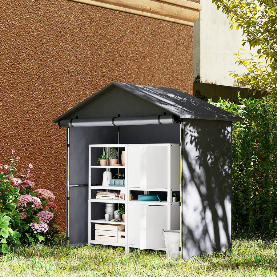 Outsunny Gartenhaus aus verzinktem Stahl und 420D Oxford, Dunkelgrau, B/T/H: 200 x 110 x 180 cm - Bild 2